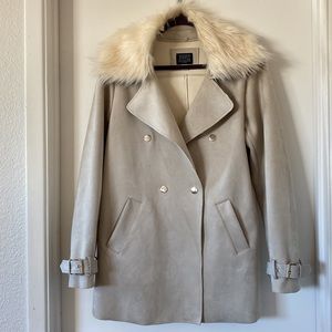 Simply Styled Faux Suede with Faux Fur Collar